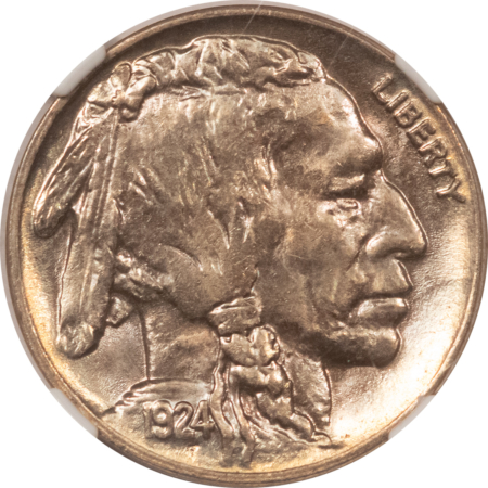 Buffalo Nickels 1924 BUFFALO NICKEL – NGC MS-65, BLAZING GEM! PREMIUM QUALITY! CAC APPROVED!