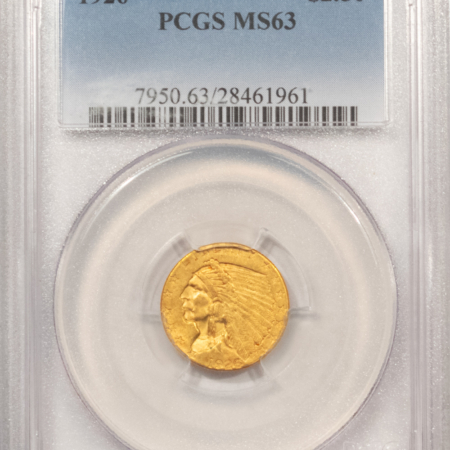 $2.50 1926 $2.50 INDIAN GOLD QUARTER EAGLE – PCGS MS-63