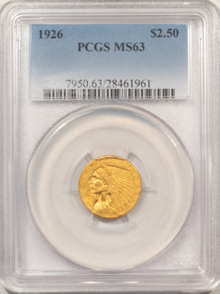 $2.50 1926 $2.50 INDIAN GOLD QUARTER EAGLE – PCGS MS-63
