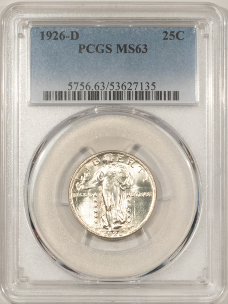 New Certified Coins 1926-D STANDING LIBERTY QUARTER – PCGS MS-63, BLAST WHITE!