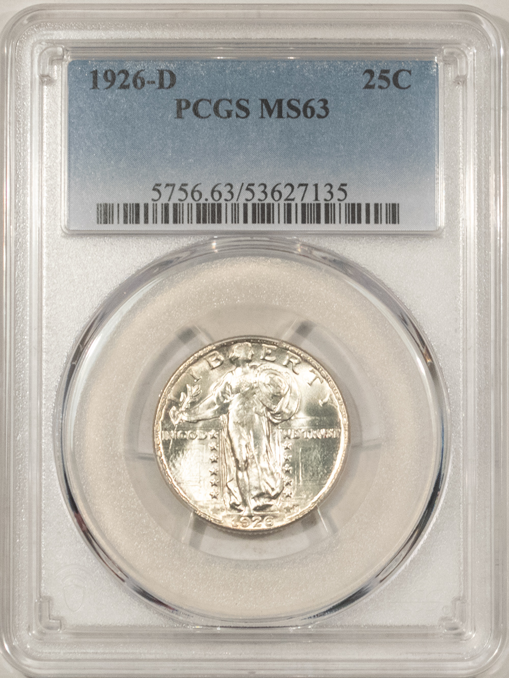 New Certified Coins 1926-D STANDING LIBERTY QUARTER – PCGS MS-63, BLAST WHITE! New Certified Coins 1926-D STANDING LIBERTY QUARTER – PCGS MS-63, BLAST WHITE!