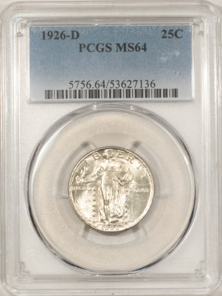 New Certified Coins 1926-D STANDING LIBERTY QUARTER – PCGS MS-64, FRESH WHITE!