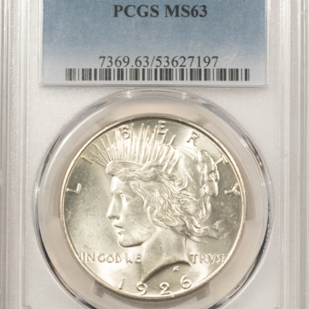Dollars 1926-S $1 PEACE DOLLAR – PCGS MS-63 BLAST WHITE & CHOICE!
