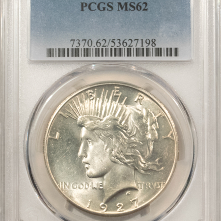 Dollars 1927 $1 PEACE DOLLAR – PCGS MS-62 BLAST WHITE & MARK FREE!