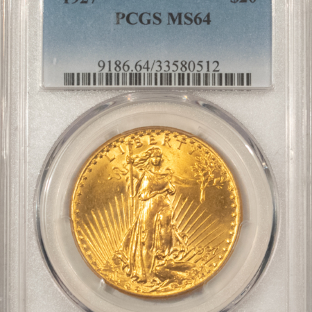 $20 1927 $20 ST GAUDENS GOLD DOUBLE EAGLE – PCGS MS-64, LUSTROUS!
