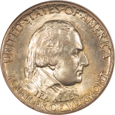 CAC Approved Coins 1927 VERMONT COMMEMORATIVE HALF DOLLAR – NGC MS-64 CAC, FATTIE HOLDER, LOOKS 65+