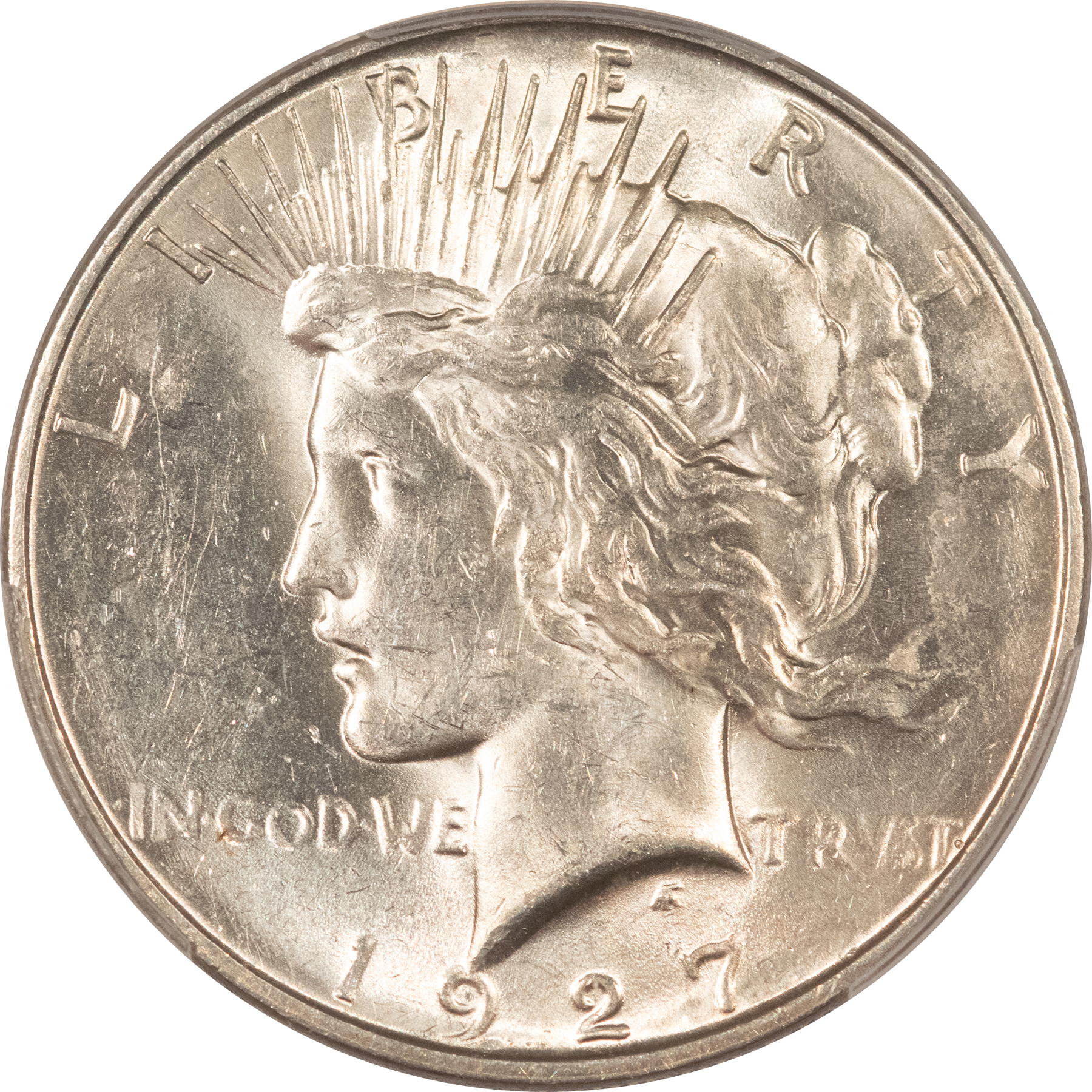 Dollars 1927-D $1 PEACE DOLLAR – PCGS MS-61 WHITE & FLASHY Dollars 1927-D $1 PEACE DOLLAR – PCGS MS-61 WHITE & FLASHY