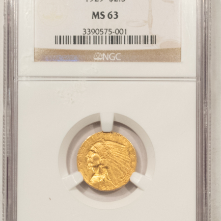 $2.50 1929 $2.50 INDIAN GOLD QUARTER EAGLE – NGC MS-63