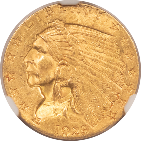 $2.50 1929 $2.50 INDIAN GOLD QUARTER EAGLE – NGC MS-63