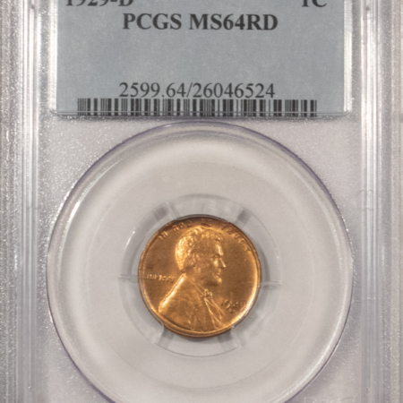 Lincoln Cents (Wheat) 1929-D LINCOLN CENT – PCGS MS-64 RD, TOUGH DATE!