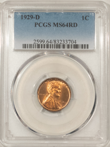 Lincoln Cents (Wheat) 1929-D LINCOLN CENT – PCGS MS-64 RD, FRESH & NICE!