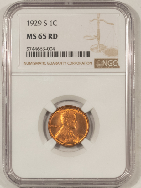 Lincoln Cents (Wheat) 1929-S LINCOLN CENT – NGC MS-65 RD