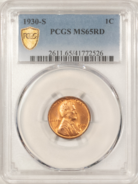 Lincoln Cents (Wheat) 1930-S LINCOLN CENT – PCGS MS-65 RD FRESH RED GEM!