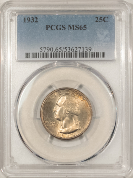New Certified Coins 1932 WASHINGTON QUARTER – PCGS MS-65, ORIGINAL GEM! FIRST YEAR TYPE!