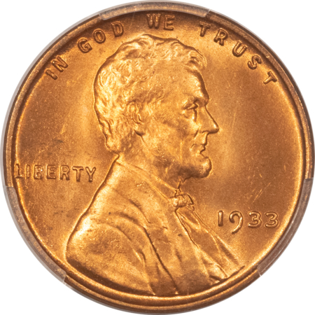 Lincoln Cents (Wheat) 1933 LINCOLN CENT – PCGS MS-66 RD FIERY RED & PQ!