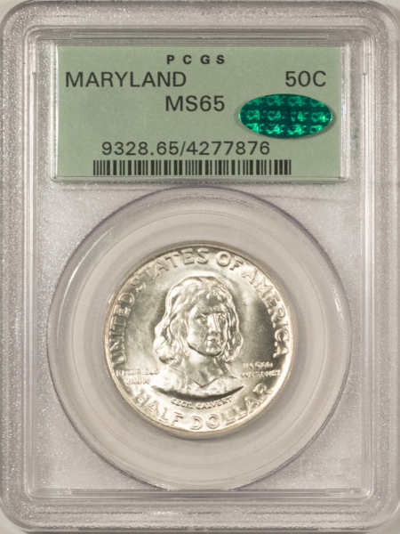CAC Approved Coins 1934 MARYLAND COMMEMORATIVE HALF DOLLAR PCGS MS-65 CAC, OGH, BLAZING WHITE! PQ+!