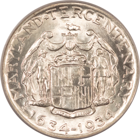 CAC Approved Coins 1934 MARYLAND COMMEMORATIVE HALF DOLLAR PCGS MS-65 CAC, OGH, BLAZING WHITE! PQ+!