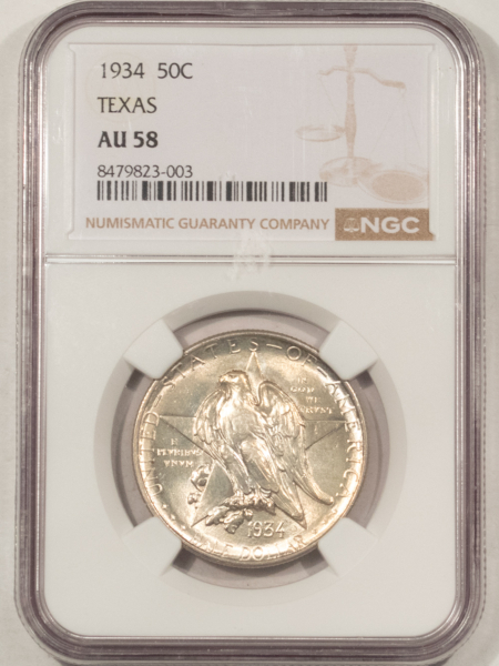 Early Commems 1934 TEXAS COMMEMORATIVE HALF DOLLAR – NGC AU-58 WHITE