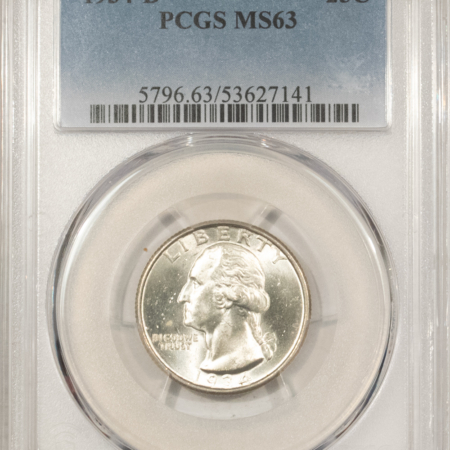 New Certified Coins 1934-D WASHINGTON QUARTER – PCGS MS-63, WHITE & CHOICE!