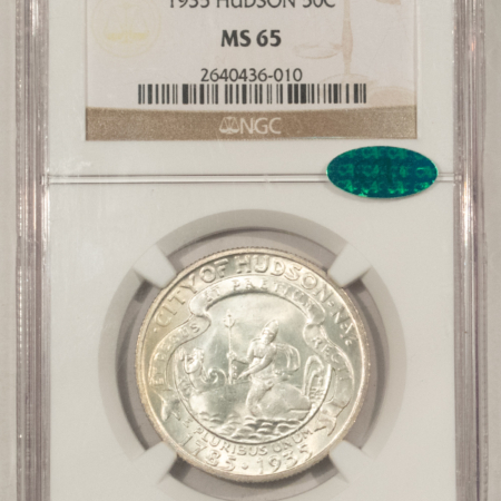 CAC Approved Coins 1935 HUDSON COMMEMORATIVE HALF DOLLAR – NGC MS-65, PREMIUM QUALITY GEM! CAC!