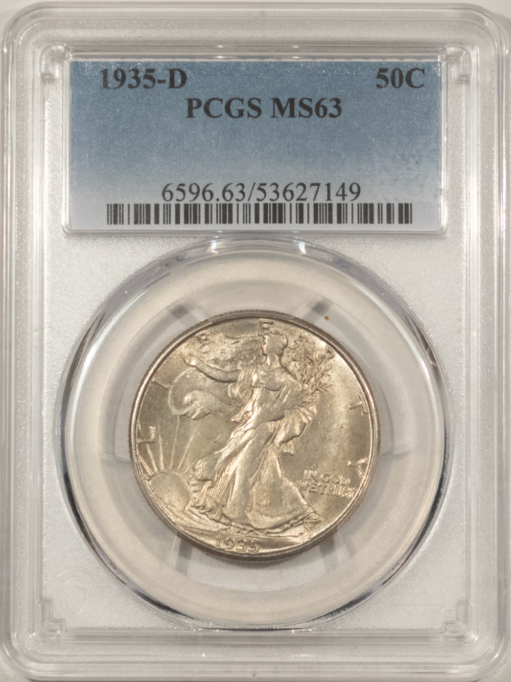 Half Dollars 1935-D WALKING LIBERTY HALF DOLLAR – PCGS MS-63, CHOICE & ORIGINAL! Half Dollars 1935-D WALKING LIBERTY HALF DOLLAR – PCGS MS-63, CHOICE & ORIGINAL!