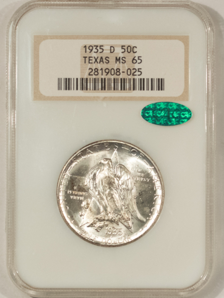 CAC Approved Coins 1935-D TEXAS COMMEMORATIVE HALF DOLLAR – NGC MS-65, PQ! OLD FATTIE! CAC APPROVED