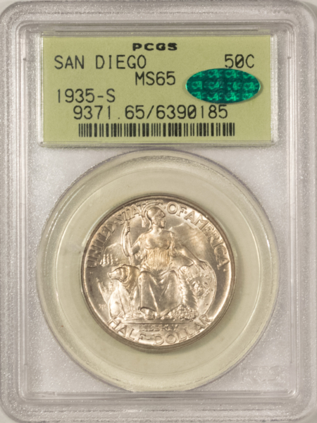 CAC Approved Coins 1935-S SAN DIEGO COMMEMORATIVE HALF DOLLAR – PCGS MS-65! OGH, PQ! CAC APPROVED!