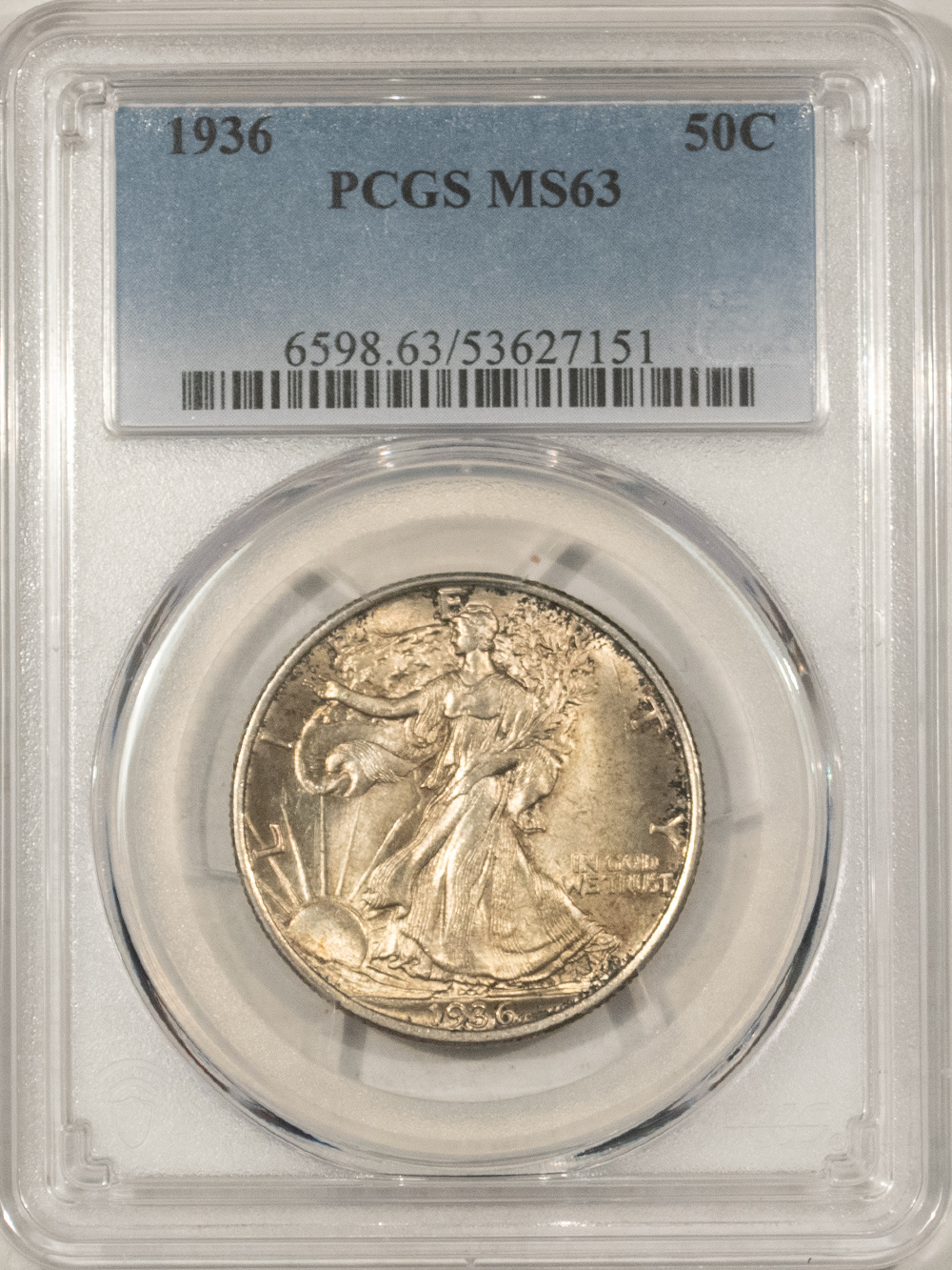 Half Dollars 1936 WALKING LIBERTY HALF DOLLAR – PCGS MS-63, CHOICE & ORIGINAL! Half Dollars 1936 WALKING LIBERTY HALF DOLLAR – PCGS MS-63, CHOICE & ORIGINAL!