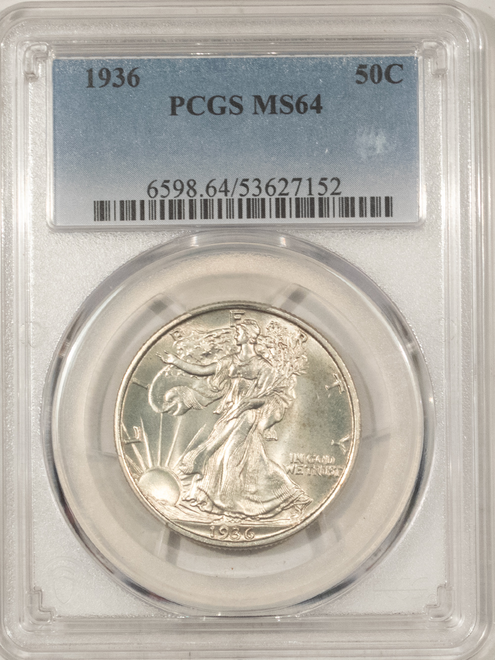 Half Dollars 1936 WALKING LIBERTY HALF DOLLAR – PCGS MS-64 FRESH WHITE Half Dollars 1936 WALKING LIBERTY HALF DOLLAR – PCGS MS-64 FRESH WHITE