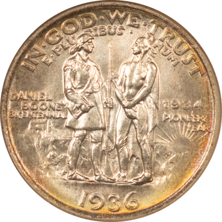 CAC Approved Coins 1936 BOONE COMMEMORATIVE HALF DOLLAR – NGC MS-65 CAC, 67 QUALITY! PQ+! FATTIE!