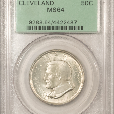 Early Commems 1936 CLEVELAND COMMEMORATIVE HALF DOLLAR – PCGS MS-64, OLD GREEN HOLDER, PQ!