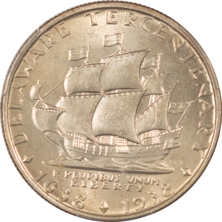 Early Commems 1936 DELAWARE COMMEMORATIVE HALF DOLLAR – PCGS MS-66, PRETTY ORIGINAL TAB TONED!