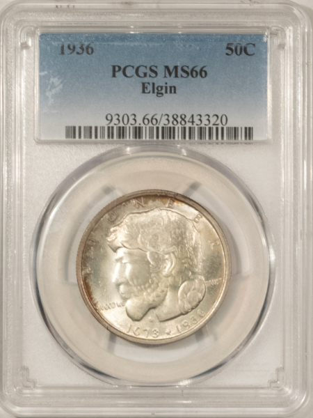 Early Commems 1936 ELGIN COMMEMORATIVE HALF DOLLAR – PCGS MS-66, LOOKS 67! PREMIUM QUALITY!