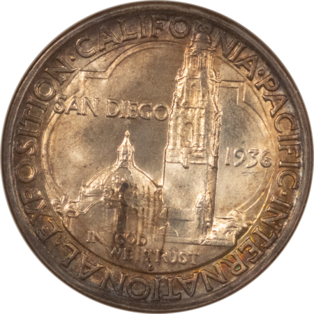 CAC Approved Coins 1936-D SAN DIEGO COMMEMORATIVE HALF DOLLAR NGC MS-64 CAC, AMAZING! GOLD EMBOSSED