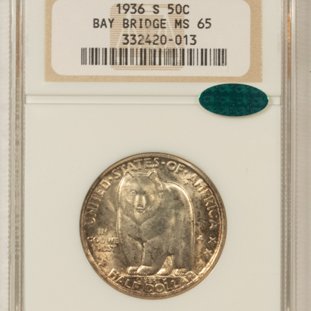 CAC Approved Coins 1936-S BAY BRIDGE COMMEMORATIVE HALF DOLLAR – NGC MS-65, CAC APPROVED!