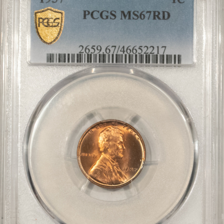 Lincoln Cents (Wheat) 1937 LINCOLN CENT – PCGS MS-67 RD SUPERB & PRETTY, PQ!