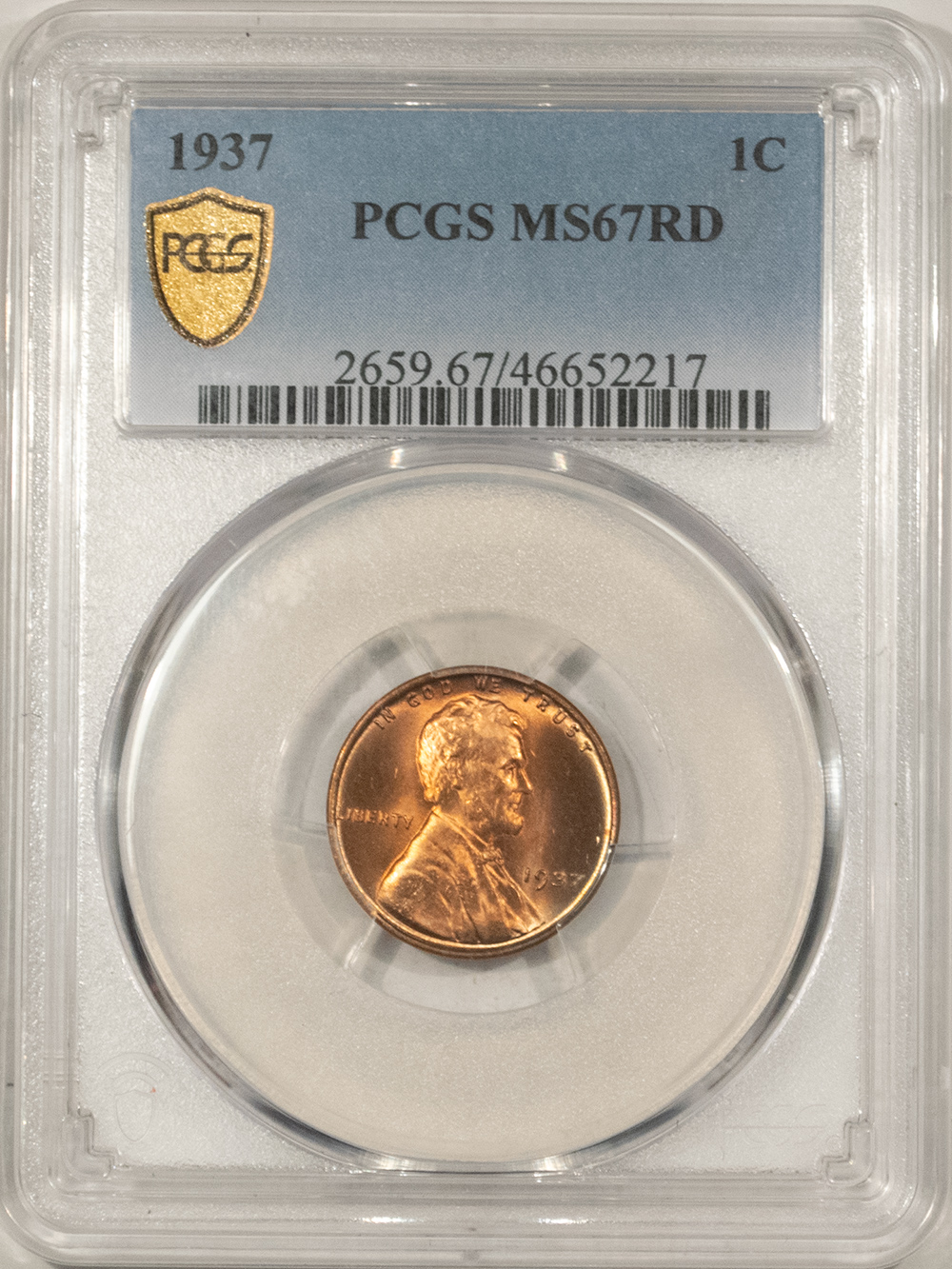 Lincoln Cents (Wheat) 1937 LINCOLN CENT – PCGS MS-67 RD SUPERB & PRETTY, PQ! Lincoln Cents (Wheat) 1937 LINCOLN CENT – PCGS MS-67 RD SUPERB & PRETTY, PQ!