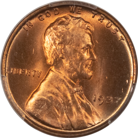 Lincoln Cents (Wheat) 1937 LINCOLN CENT – PCGS MS-67 RD SUPERB & PRETTY, PQ!