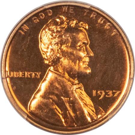 Lincoln Cents (Wheat) 1937 PROOF LINCOLN CENT – PCGS PR-66 RD, SPARKLING SUPERB GEM!