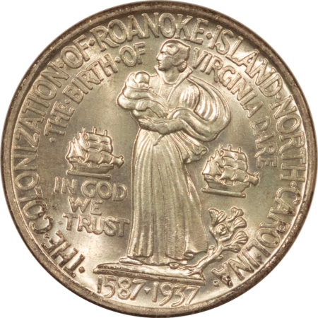 CAC Approved Coins 1937 ROANOKE COMMEMORATIVE HALF DOLLAR – NGC MS-65 FATTIE! PQ! CAC APPROVED!