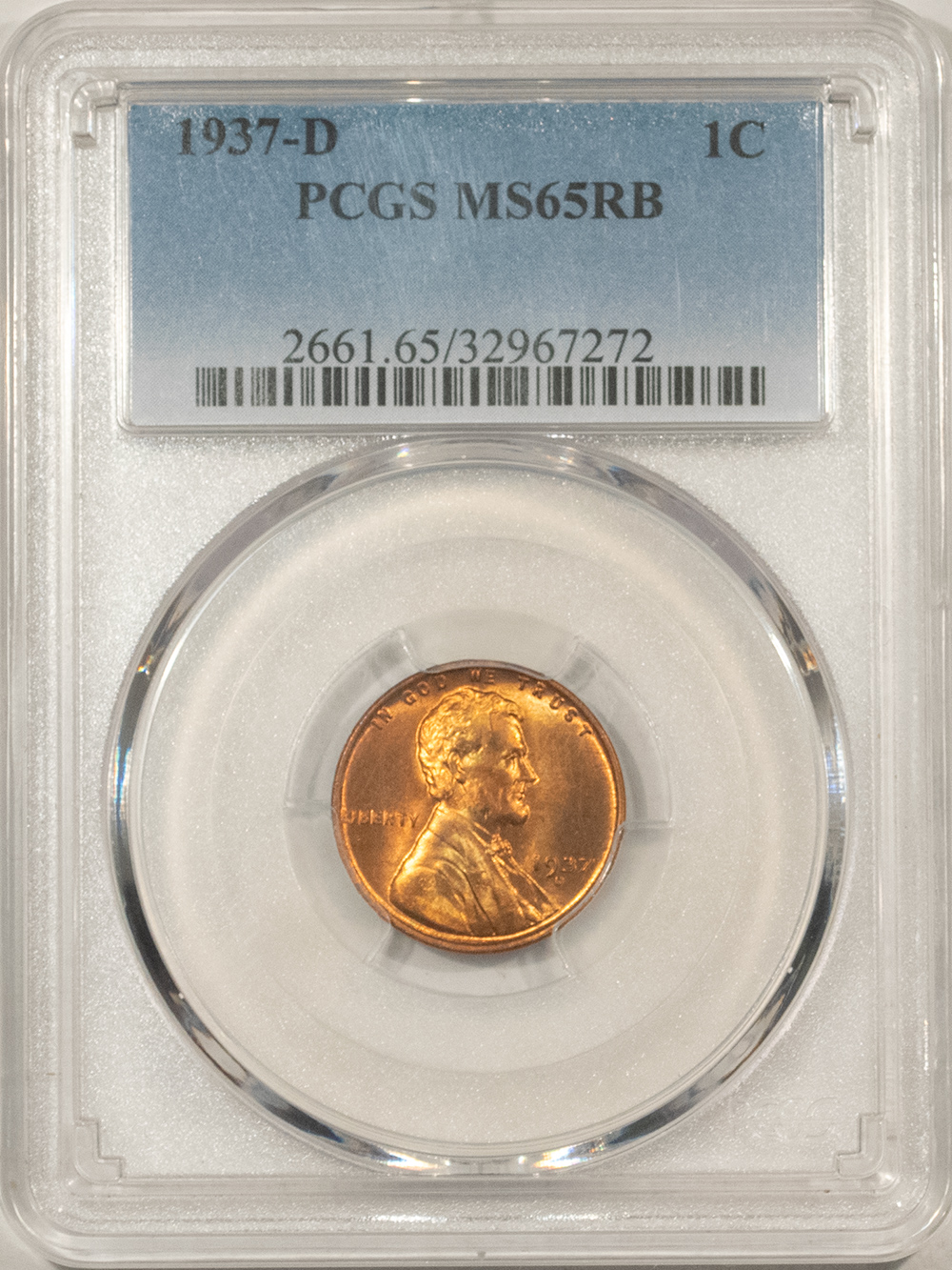 Lincoln Cents (Wheat) 1937-D LINCOLN CENT – PCGS MS-65 RB, PRETTY! Lincoln Cents (Wheat) 1937-D LINCOLN CENT – PCGS MS-65 RB, PRETTY!
