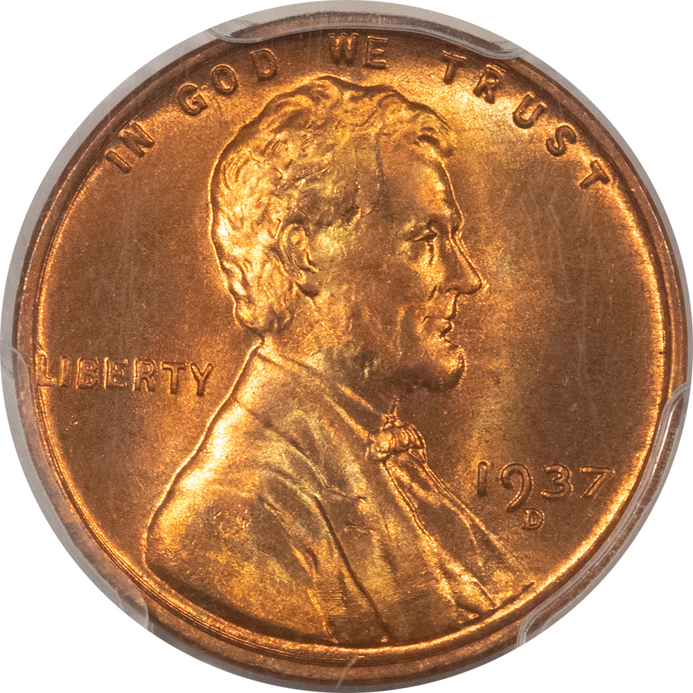 Lincoln Cents (Wheat) 1937-D LINCOLN CENT – PCGS MS-65 RB, PRETTY! Lincoln Cents (Wheat) 1937-D LINCOLN CENT – PCGS MS-65 RB, PRETTY!