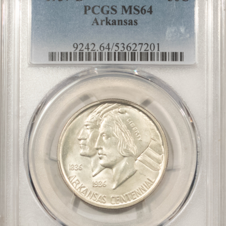 Early Commems 1937-D ARKANSAS COMMEMORATIVE HALF DOLLAR – PCGS MS-64 WHITE & FLASHY