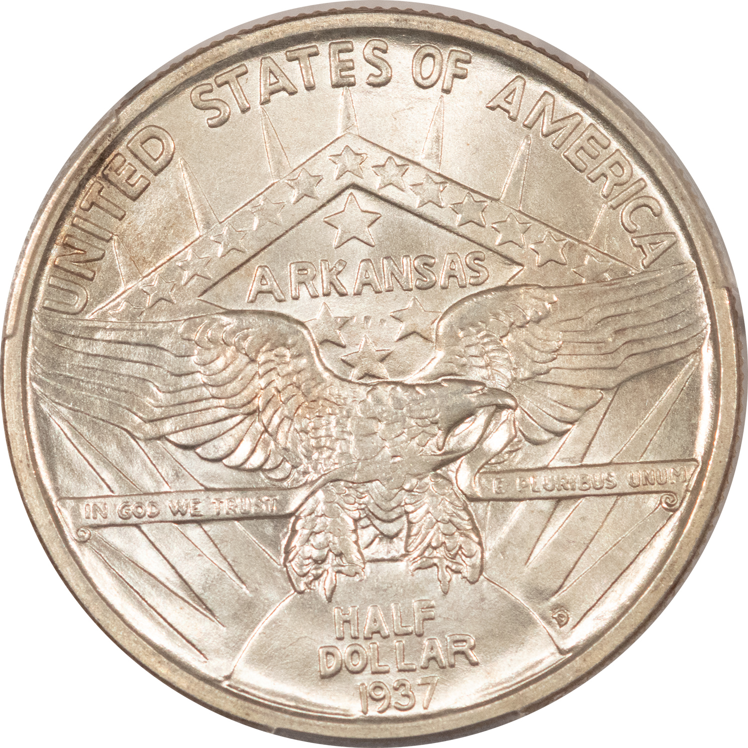 Early Commems 1937-D ARKANSAS COMMEMORATIVE HALF DOLLAR – PCGS MS-64 WHITE & FLASHY Early Commems 1937-D ARKANSAS COMMEMORATIVE HALF DOLLAR – PCGS MS-64 WHITE & FLASHY