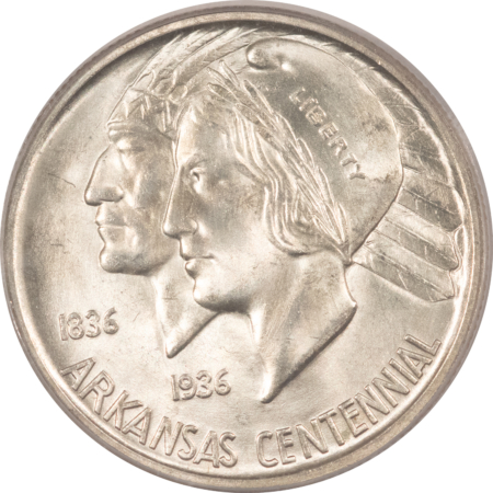 Early Commems 1937-S ARKANSAS COMMEMORATIVE HALF DOLLAR – PCGS MS-64, OLD GREEN HOLDER & PQ!