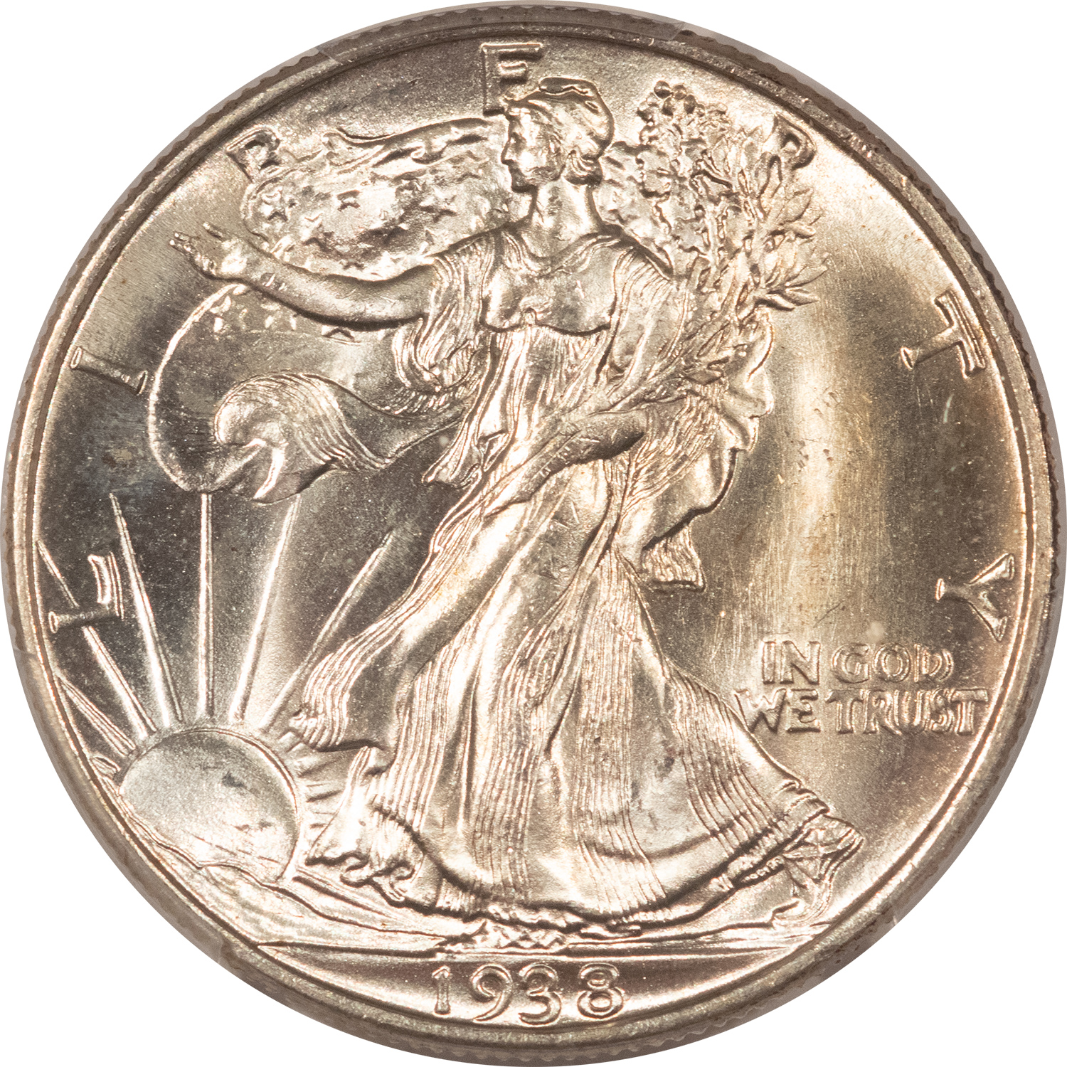 Half Dollars 1938 WALKING LIBERTY HALF DOLLAR – PCGS MS-65 LUSTROUS GEM! Half Dollars 1938 WALKING LIBERTY HALF DOLLAR – PCGS MS-65 LUSTROUS GEM!