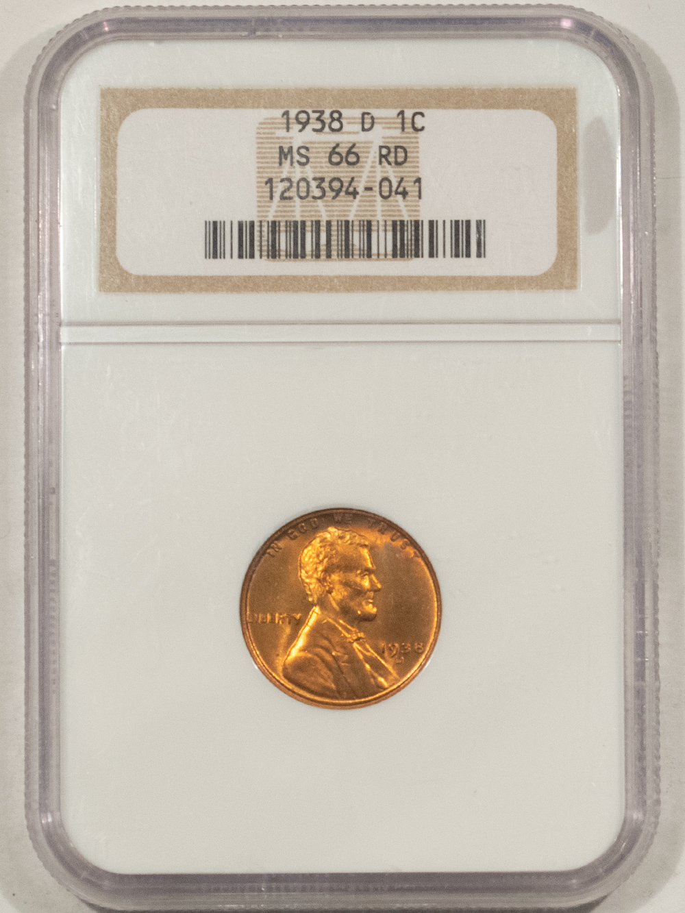 Lincoln Cents (Wheat) 1938-D LINCOLN CENT – NGC MS-66 RD FLASHY RED & NICE! Lincoln Cents (Wheat) 1938-D LINCOLN CENT – NGC MS-66 RD FLASHY RED & NICE!
