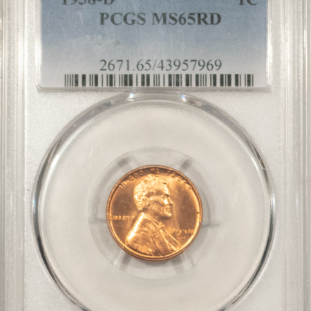 1938-D LINCOLN CENT – PCGS MS-65 RD FLASHY RED GEM!