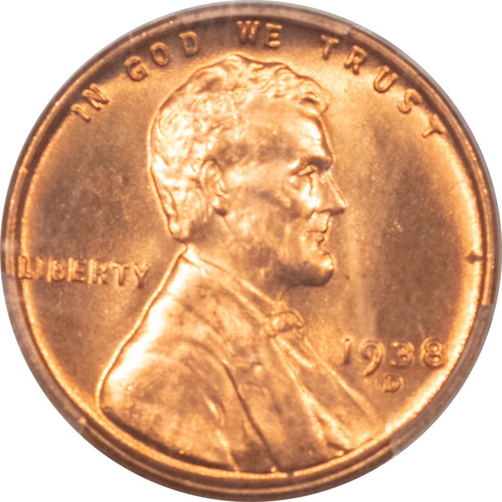1938-D LINCOLN CENT – PCGS MS-65 RD FLASHY RED GEM! 1938-D LINCOLN CENT – PCGS MS-65 RD FLASHY RED GEM!