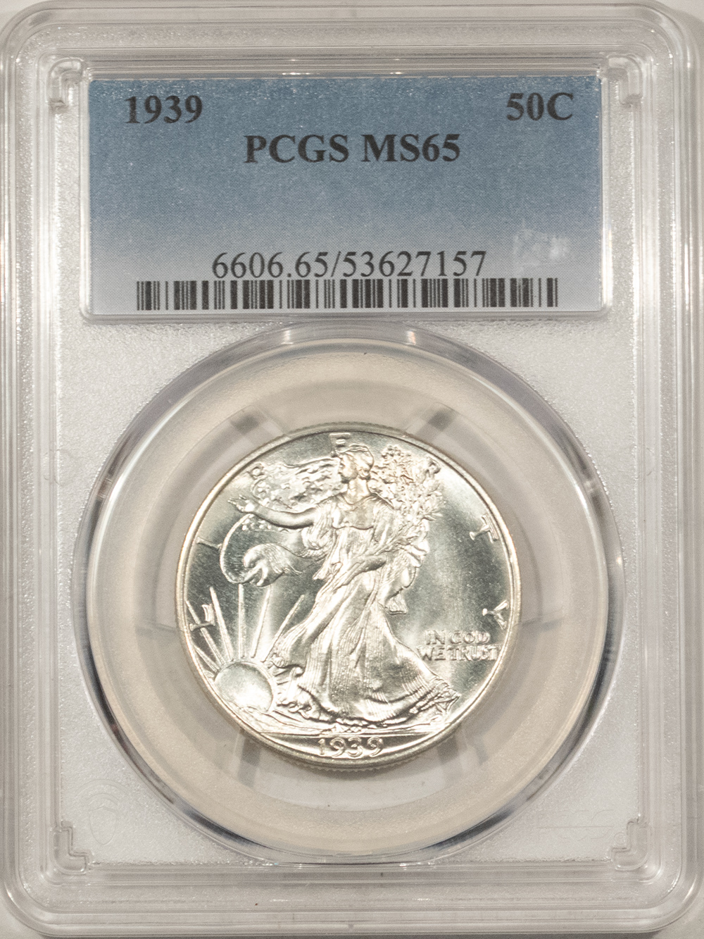 Half Dollars 1939 WALKING LIBERTY HALF DOLLAR – PCGS MS-65, LOOKS 66! PREMIUM QUALITY! Half Dollars 1939 WALKING LIBERTY HALF DOLLAR – PCGS MS-65, LOOKS 66! PREMIUM QUALITY!